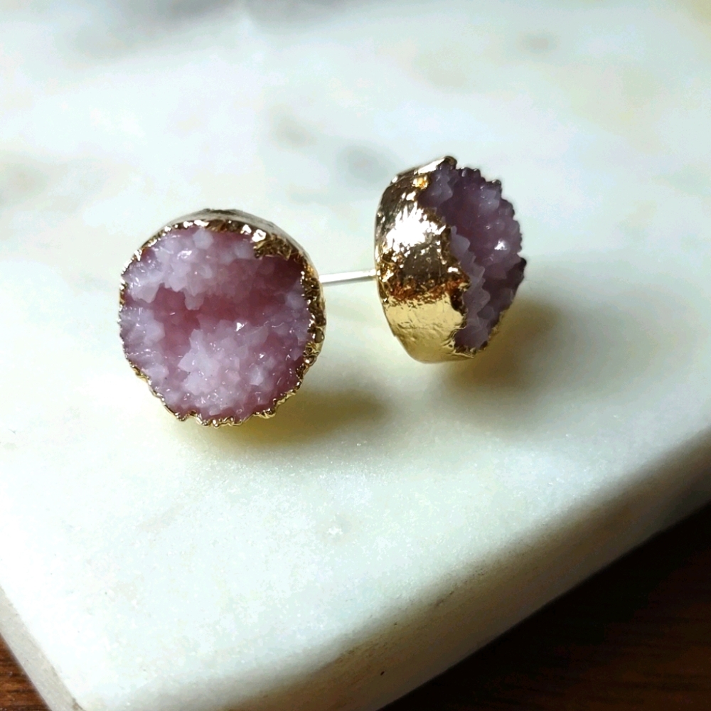 pink gem stud earrings